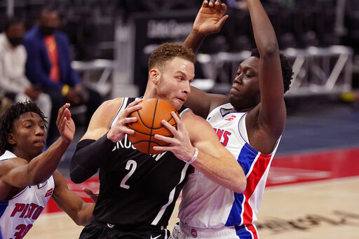Harden, Griffin Help Nets Hold Off Pistons 113 111