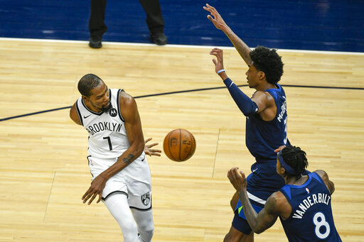 Durant, Nets Beat Timberwolves 127 97 In Rescheduled Game