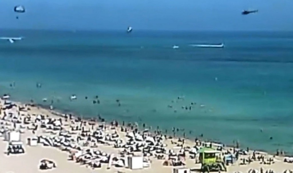 Watch Now: Helicopter Crashes Into Ocean Near Miami Beach Swimmers