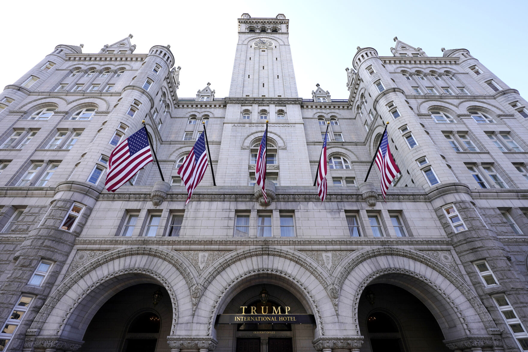 <p>FILE - A view of The Trump International Hotel is seen, March 4, 2021, in Washington. </p>
