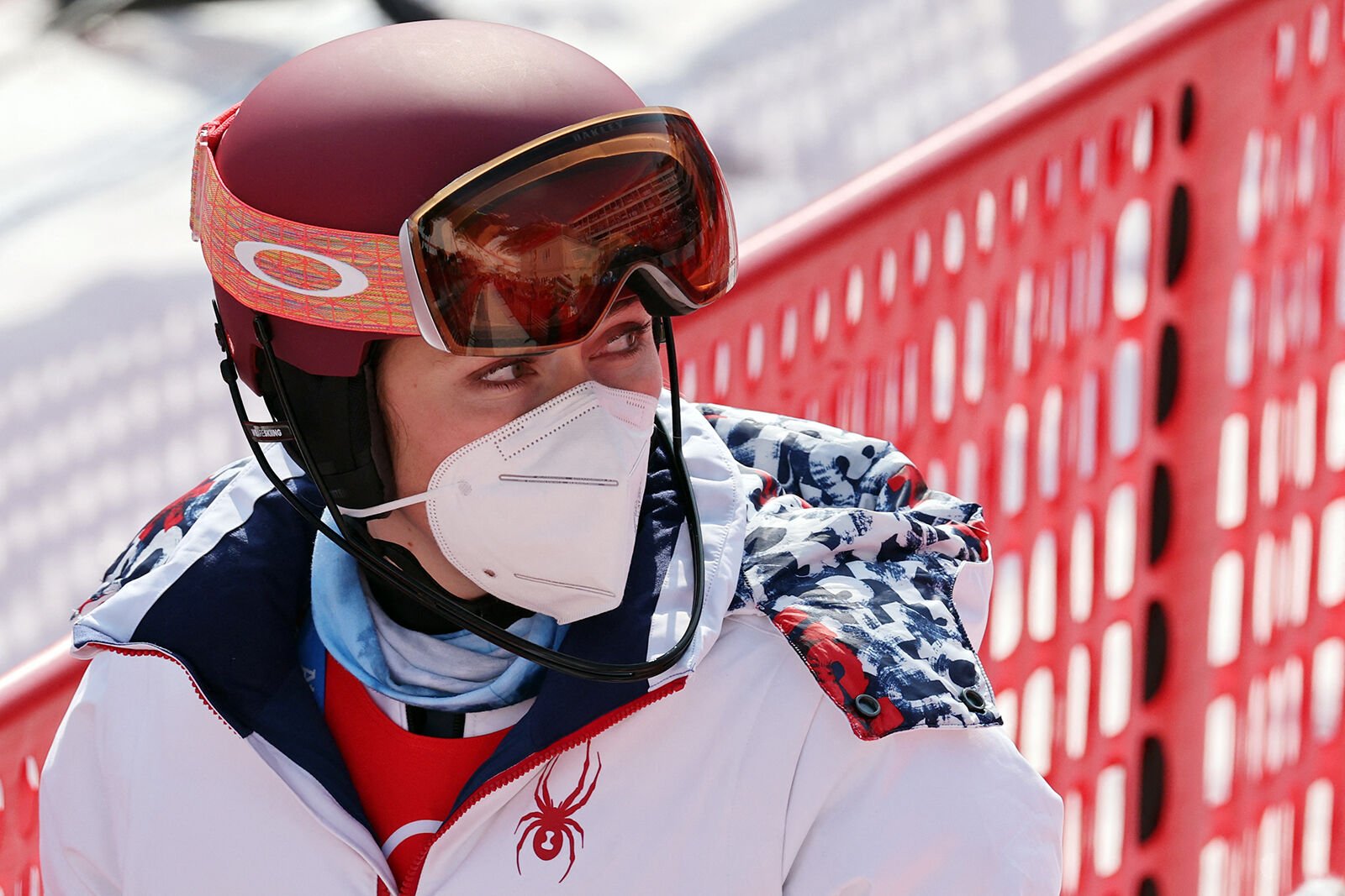 <p>USA's Mikaela Shiffrin is pictured after not finishing the first run of the women's slalom during the Beijing 2022 Winter Olympic Games at the Yanqing National Alpine Skiing Centre in Yanqing on Feb. 9, 2022. (Dimitar Dilkoff/AFP via Getty Images/TNS)</p>