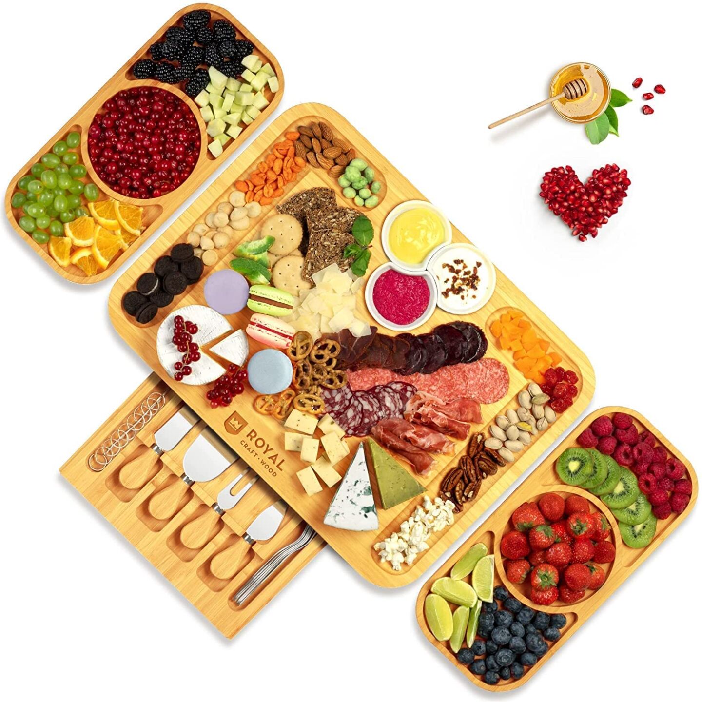 <p><a href="https://www.amazon.com/dp/B09KVK5SGC?tag=leeenter0889-20&linkCode=ogi&th=1&psc=1" target="_blank"><em>ROYAL CRAFT WOOK Cheese Board and Knife Set</em></a></p>