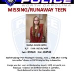 Police: 14 Year Old Girl Reported Missing In Cornelius 