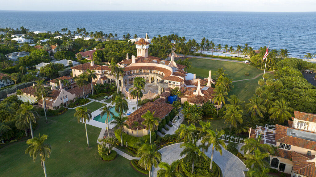 <p>FILE - An aerial view of President Donald Trump's Mar-a-Lago estate Aug. 10, 2022, in Palm Beach, Fla. A judge on Aug. 25 ordered the Justice Department to make public a redacted version of the affidavit it relied on when federal agents searched the Florida estate of former President Donald Trump to look for classified documents.</p>