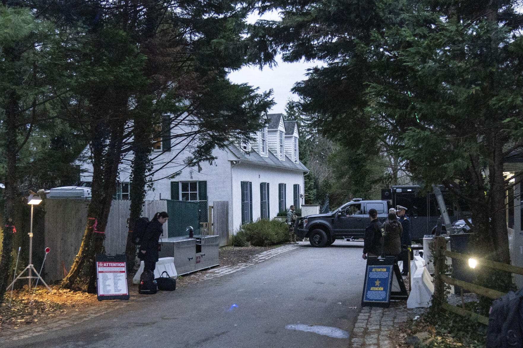 <p>The access road to President Joe Biden's home in Wilmington, Del., is seen Jan. 13.</p>