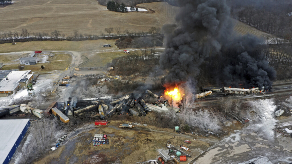 Toxic Chemicals Being Released From Derailed Tanker Cars