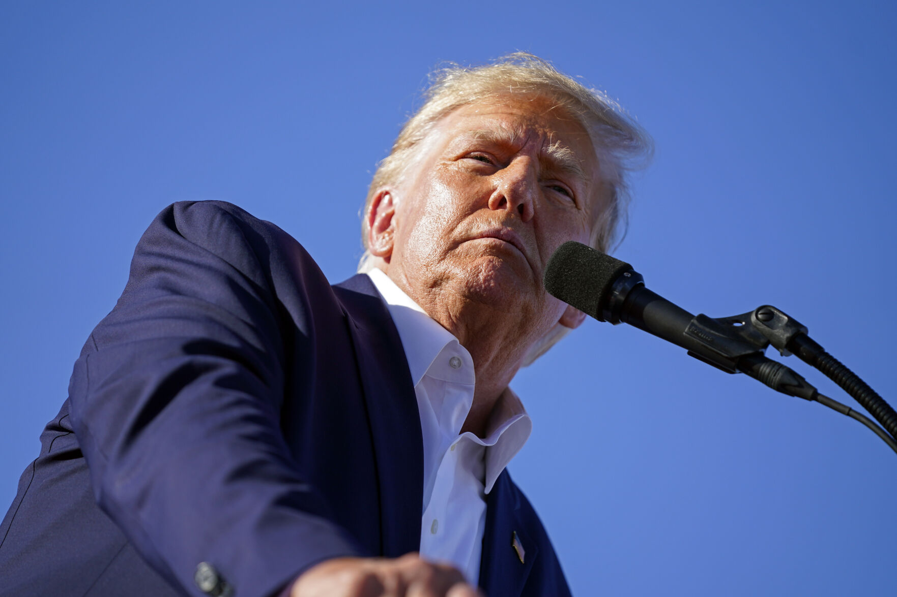 <p>Former President Donald Trump speaks at a campaign rally at Waco Regional Airport on March 25 in Waco, Texas.</p>