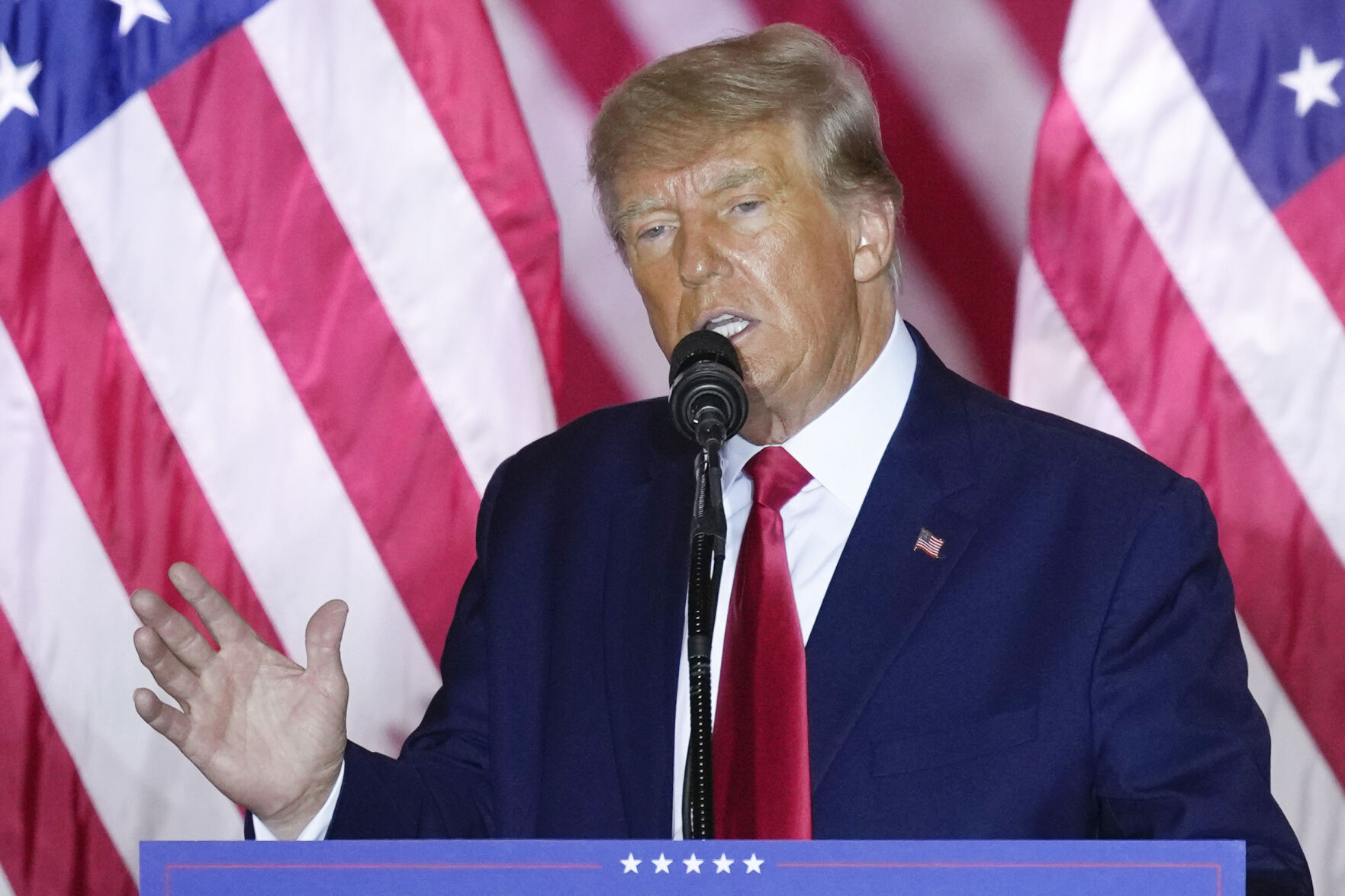 <p>Former President Donald Trump speaks as he announces a third run for president at Mar-a-Lago in Palm Beach, Fla., Nov. 15, 2022. </p>
