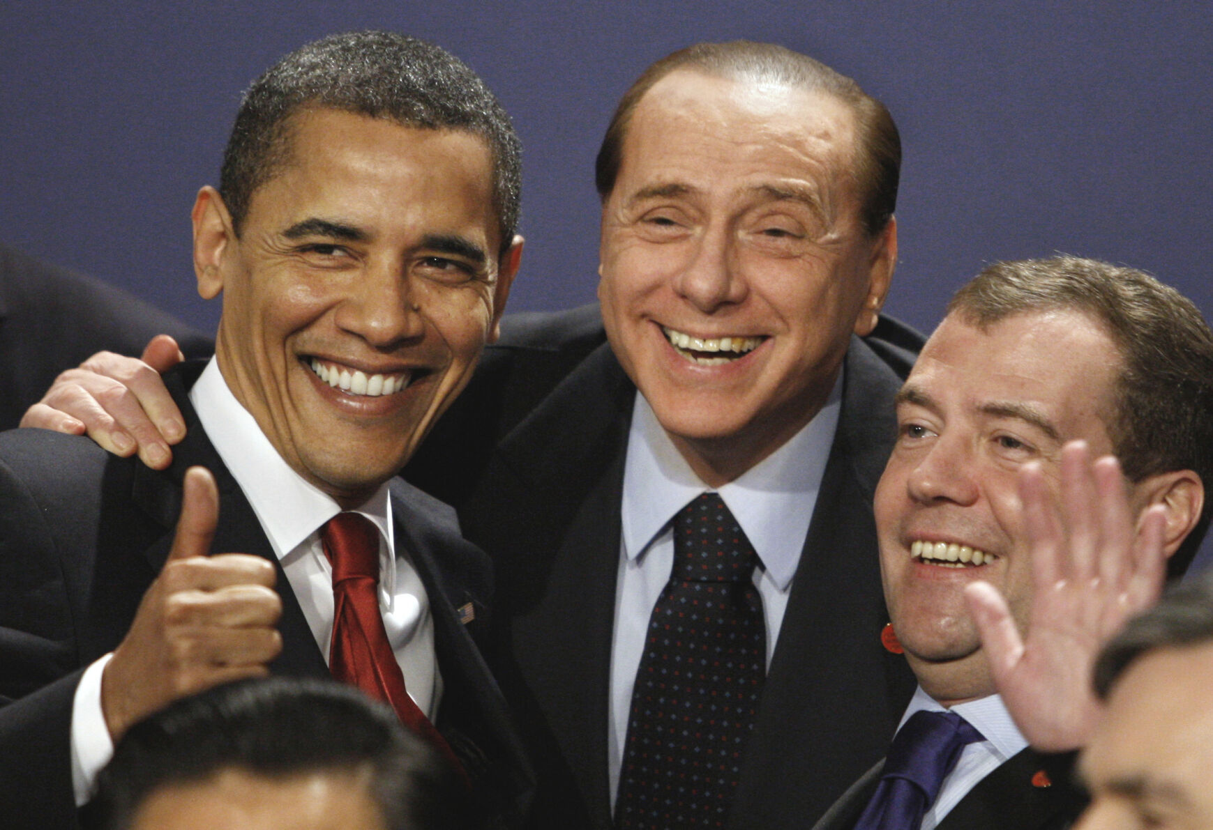 <p>From left, President Barack Obama, Italian Prime Minister Silvio Berlusconi and Russian President Dmitry Medvedev at the G20 Summit on April 2, 2009, in London. </p>