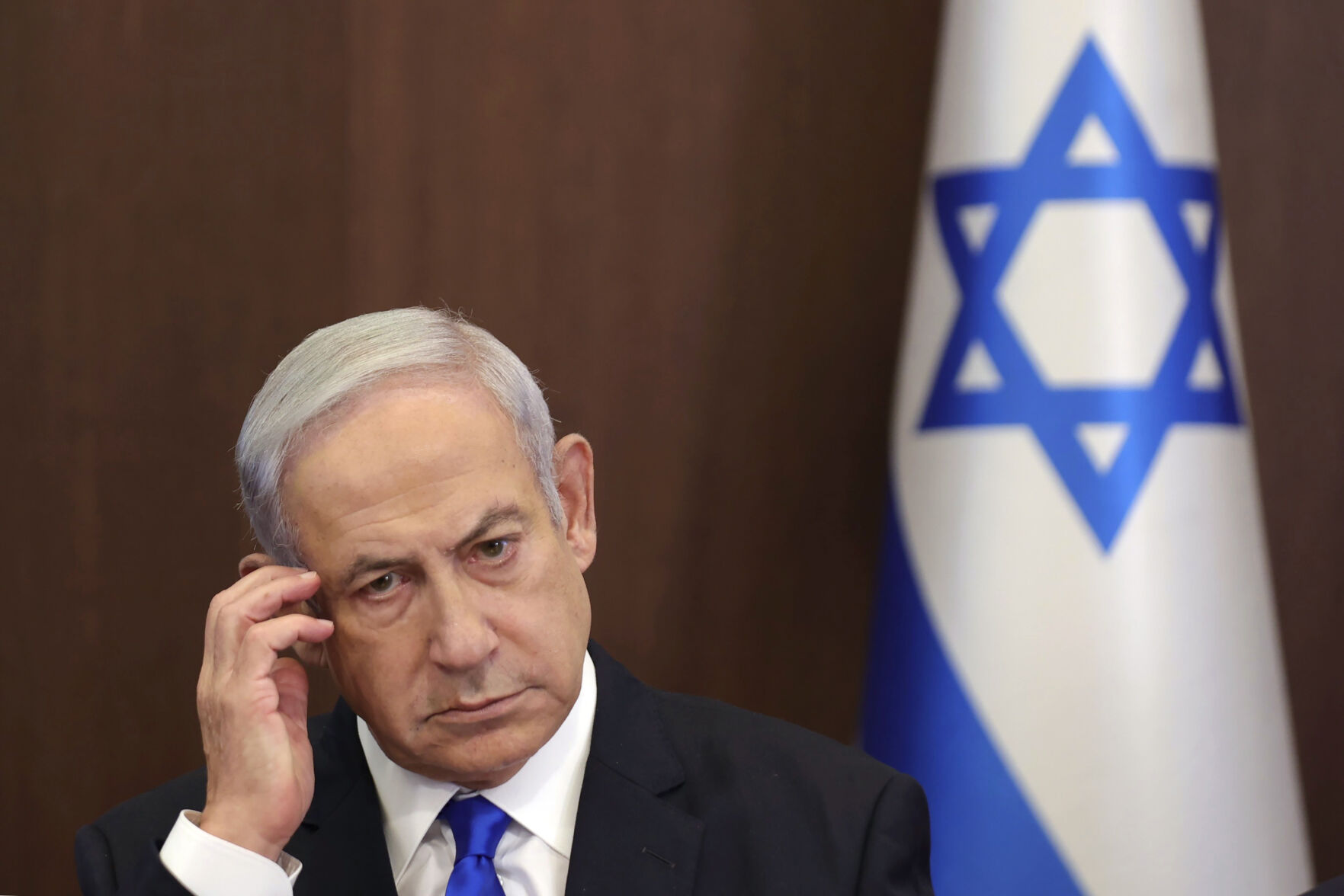<p>Israeli Prime Minister Benjamin Netanyahu attends the weekly cabinet meeting June 25 in the prime minister's office in Jerusalem.</p>
