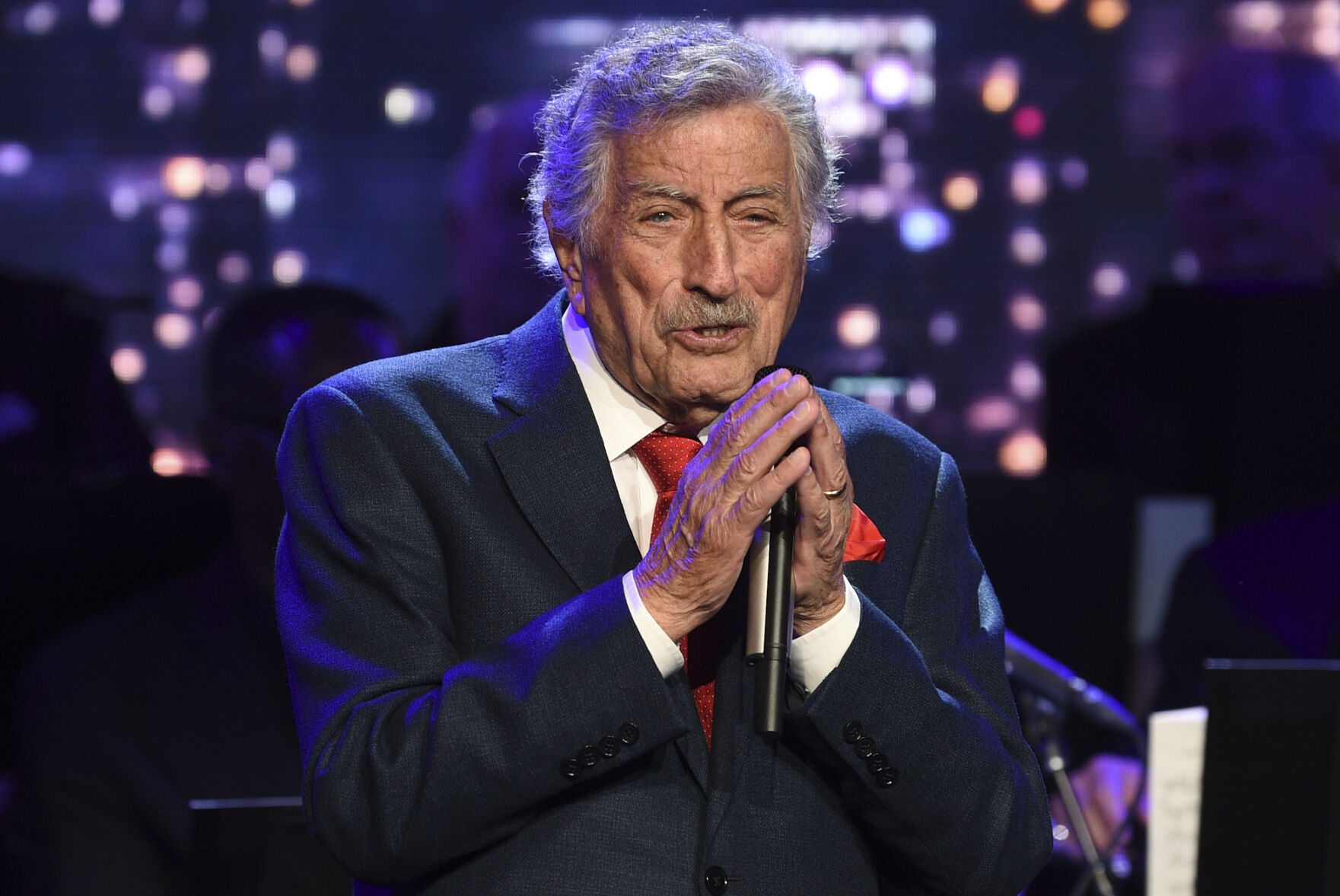 <p>FILE - Singer Tony Bennett performs at the Statue of Liberty Museum opening celebration in New York on May 15, 2019. </p>