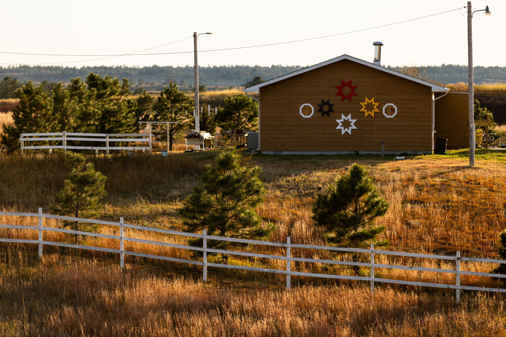 <p>The four directions imagery on a home on the Rosebud Indian Reservation in South Dakota on Monday, Oct. 16, 2023.</p>