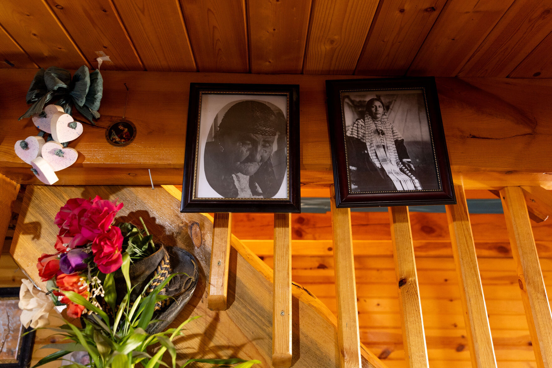 <p>Photos of Jacob Archambault's grandmothers are on display in his mother's home.</p>