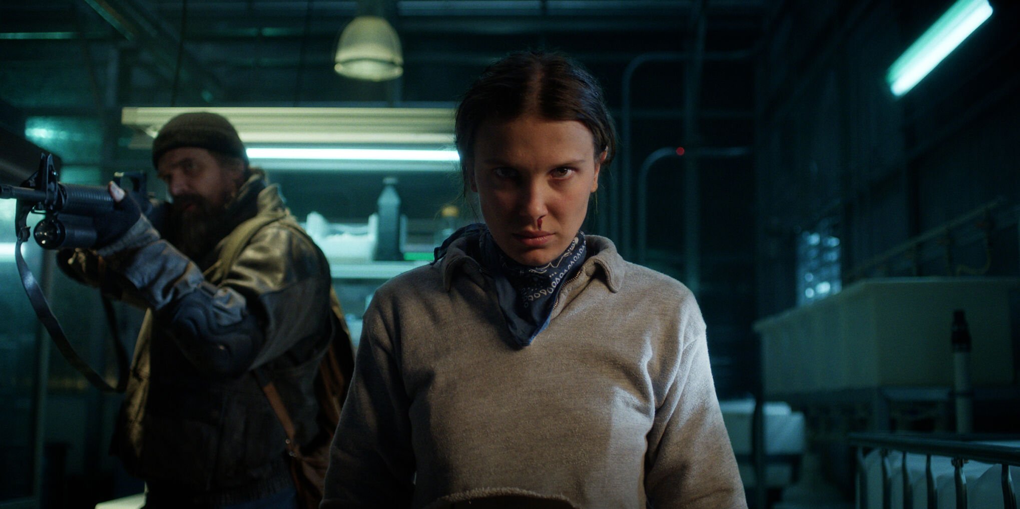 <p>David Harbour, left, and Millie Bobby Brown in "Stranger Things." </p>