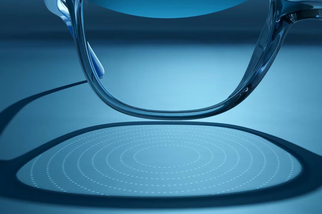<p>In this photo provided by EssilorLuxottica in October 2025, refractions caused by lenslets embedded in the company's Stellest eyeglass lens are projected onto a table.</p>