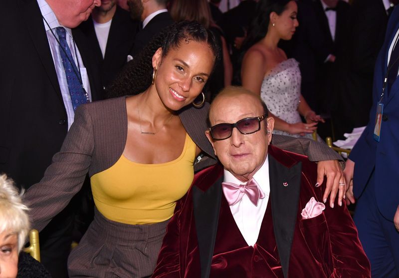 <p>Alicia Keys and Clive Davis share a moment at Davis' 90th birthday bash April 6, 2022, at Cipriani South Street at Casa Cipriani.</p>