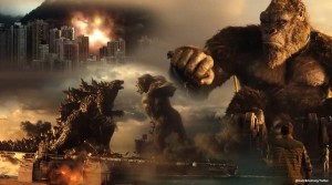 King Kong Fighting Godzilla in City