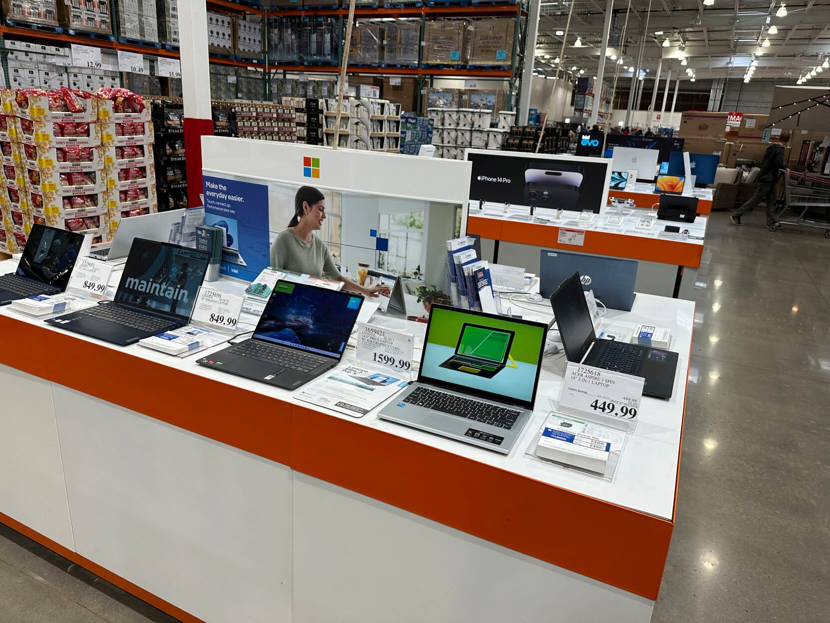 <p>Laptop computers are displayed in a Costco warehouse Monday, June 6, 2023, in Colorado Springs, Colo. On Wednesday, the Labor Department reports on U.S. consumer prices for June. (AP Photo/David Zalubowski)</p>