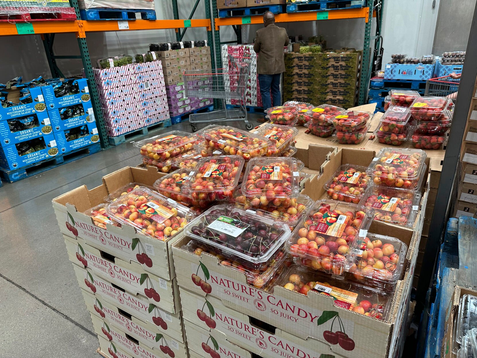 <p>Rainer cherries are displayed at a Costco warehouse Tuesday, July 11, 2023, in Sheridan, Colo. The Labor Department reports on U.S. consumer prices for July. Economists expect the report to show prices rose 3.3% in July. (AP Photo/David Zalubowski)</p>