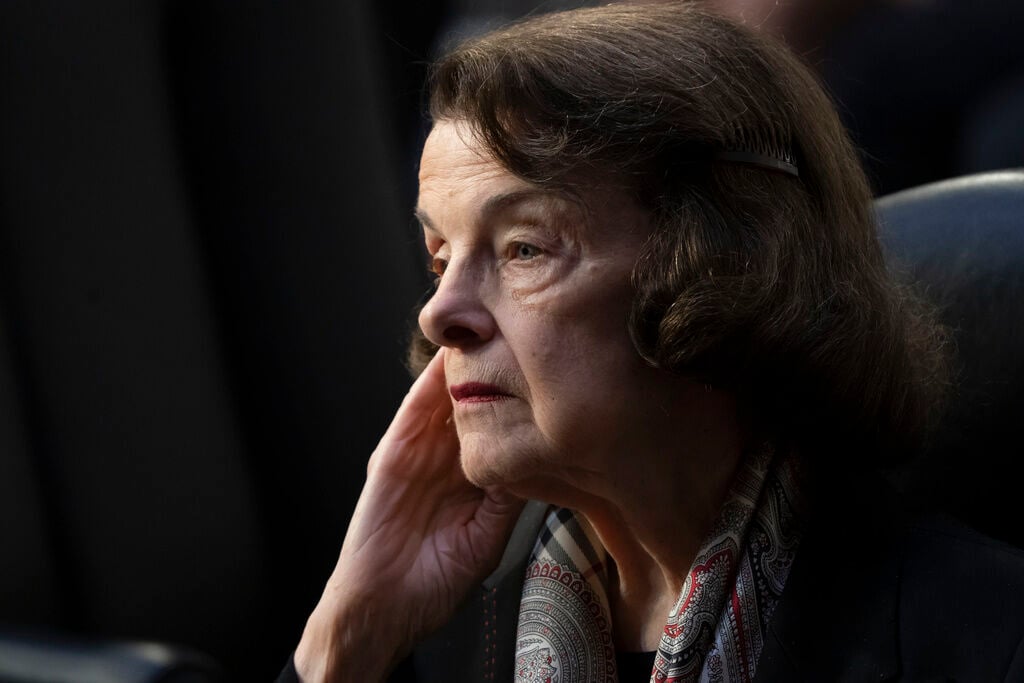 <p>FILE - Sen. Dianne Feinstein, D-Calif., listens as the Senate Judiciary Committee begins debate on Ketanji Brown Jackson's nomination for the Supreme Court, in Washington, April 4, 2022. </p>