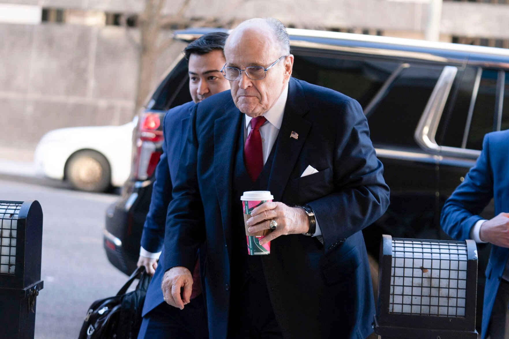 <p>Former Mayor of New York Rudy Giuliani arrives at the federal courthouse in Washington, Friday.</p>