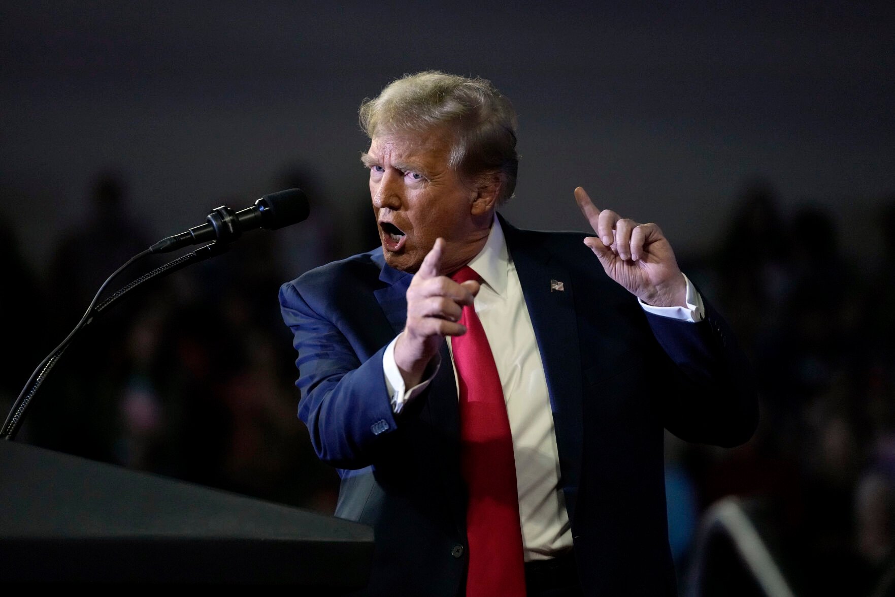 <p>Republican presidential candidate and former President Donald Trump speaks Feb. 10 at a Get Out The Vote rally at Coastal Carolina University in Conway, S.C.</p>