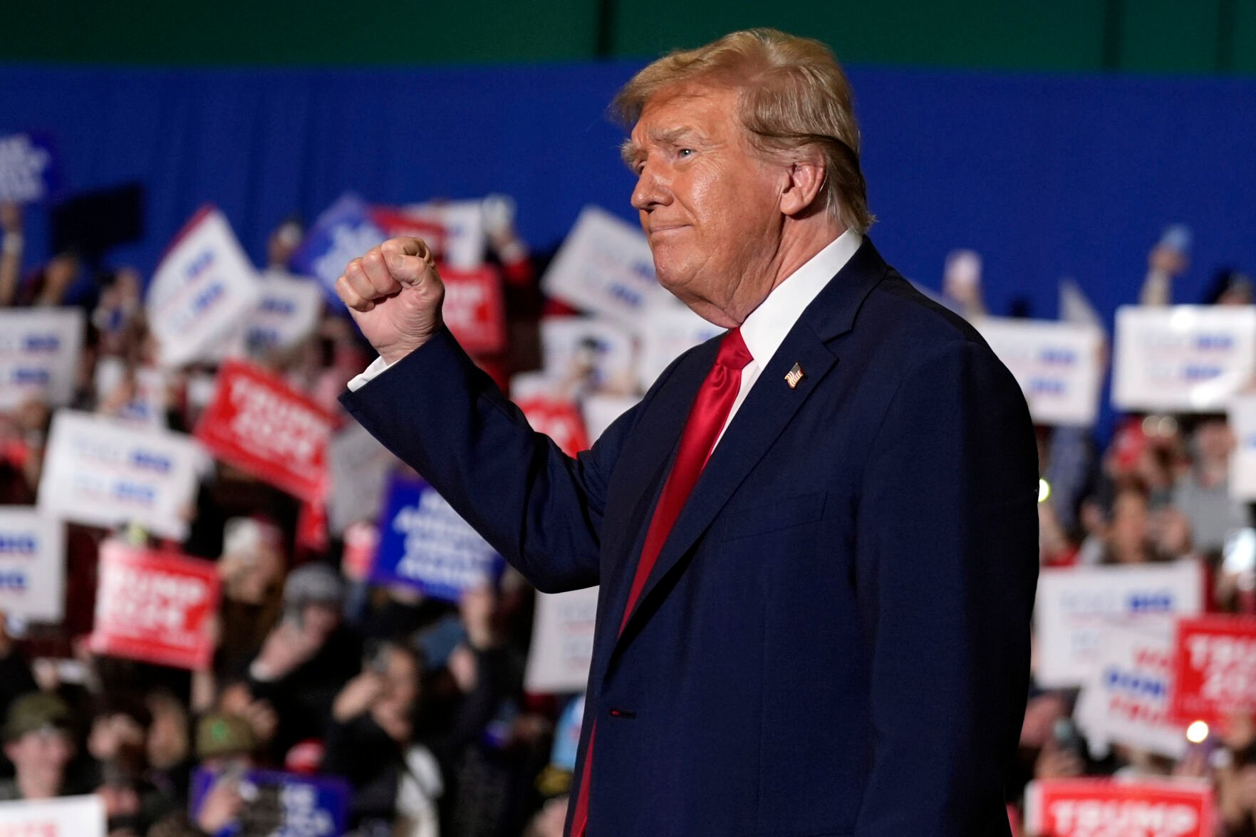 <p>Republican presidential candidate former President Donald Trump arrives at a campaign rally Saturday, March 2, 2024, in Greensboro, N.C. (AP Photo/Chris Carlson)</p>