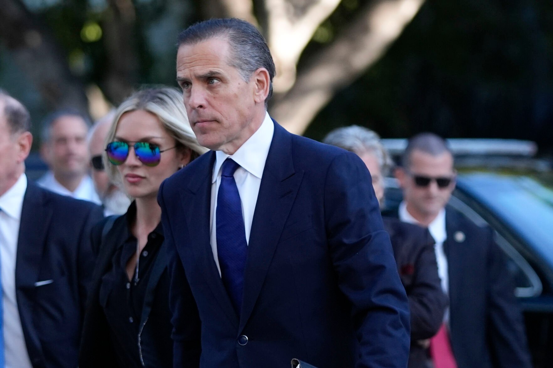 <p>Hunter Biden, right, and his wife Melissa Cohen Biden, arrive in federal court for jury selection for his trial on felony tax charges Thursday, Sept. 5, 2024, in Los Angeles. (AP Photo/Jae C. Hong)</p>