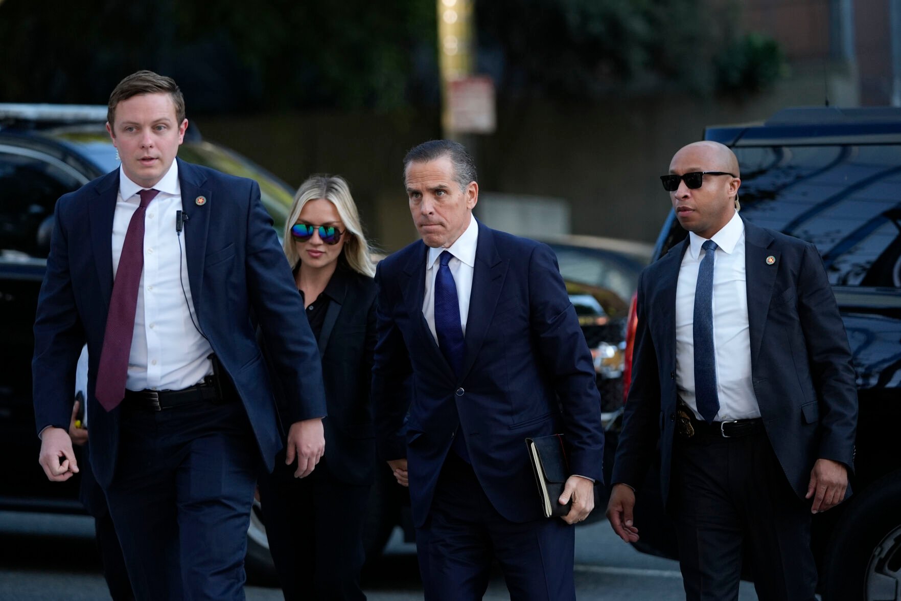 <p>Hunter Biden, center, and his wife Melissa Cohen Biden, arrive in federal court for jury selection for his trial on felony tax charges Thursday, Sept. 5, 2024, in Los Angeles. (AP Photo/Jae C. Hong)</p>