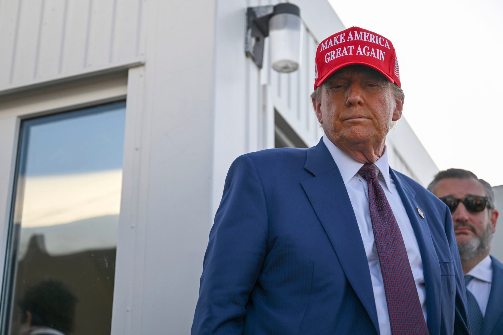<p>President-elect Donald Trump arrives before the launch of the sixth test flight of the SpaceX Starship rocket Tuesday, Nov. 19, 2024 in Boca Chica, Texas. (Brandon Bell/Pool via AP)</p>