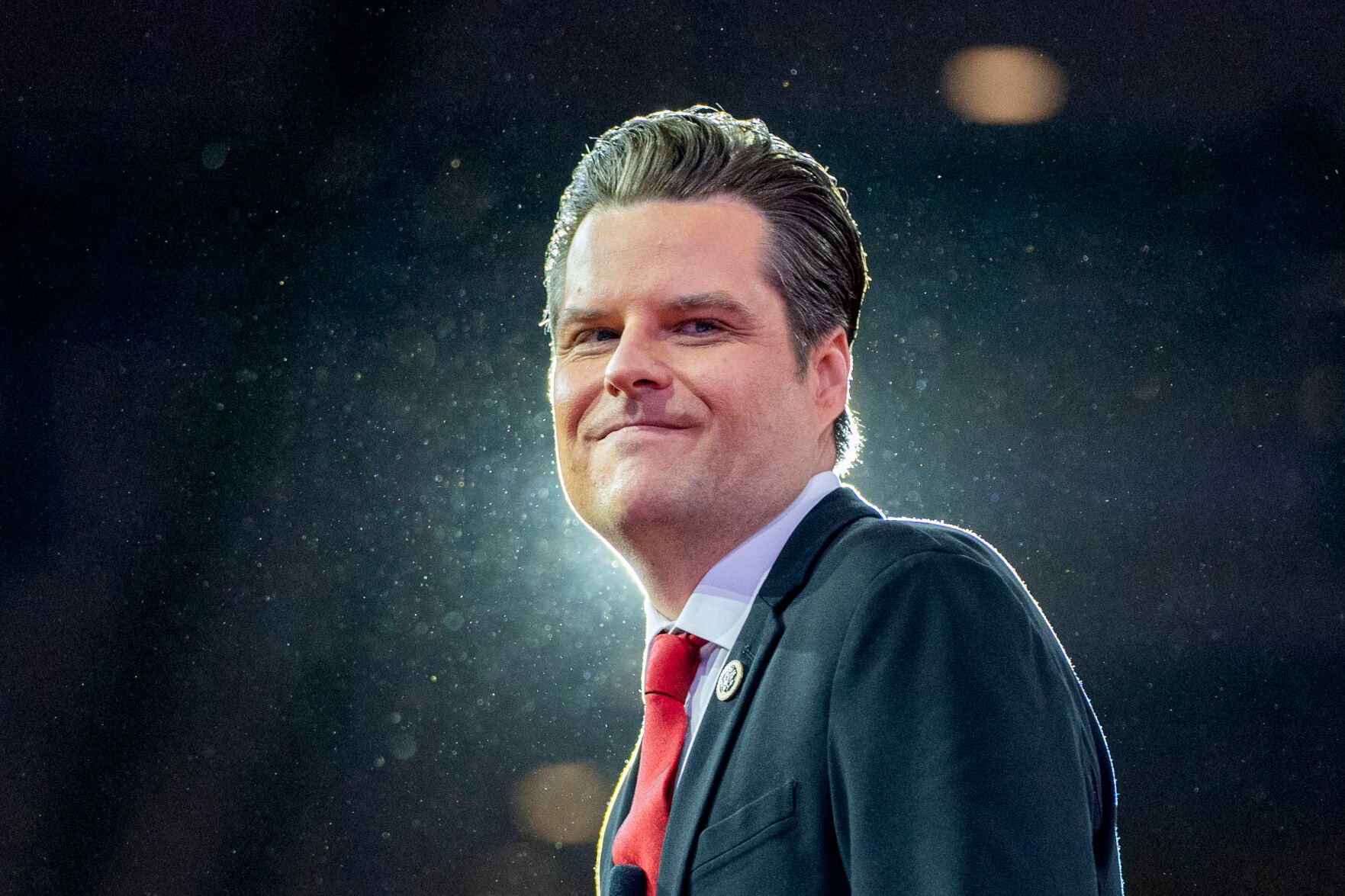 <p>U.S. Rep. Matt Gaetz, R-Fla., departs Feb. 23 after speaking during the Conservative Political Action Conference at the National Harbor in Oxon Hill, Md.</p>
