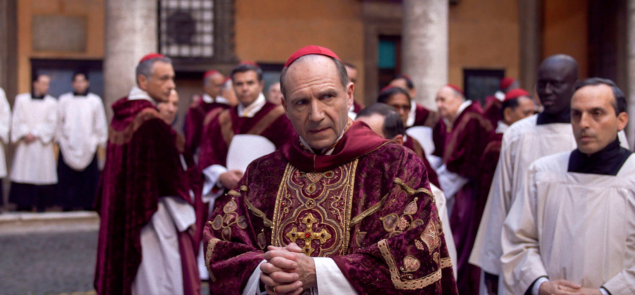 <p>This image released by Focus Features shows Ralph Fiennes in a scene from "Conclave." (Focus Features via AP)</p>