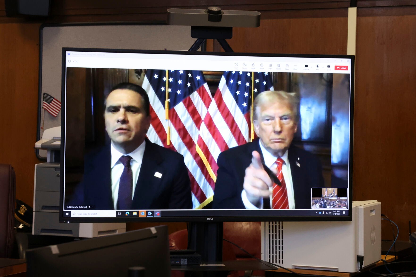 <p>U.S. President-elect Donald Trump appears remotely for a sentencing hearing in front of New York State Judge Juan Merchan in the criminal case in which he was convicted in 2024 on charges involving hush money paid to a porn star, at New York Criminal Court in Manhattan in New York, Jan. 10, 2025. (Brendan McDermid via AP, Pool)</p>