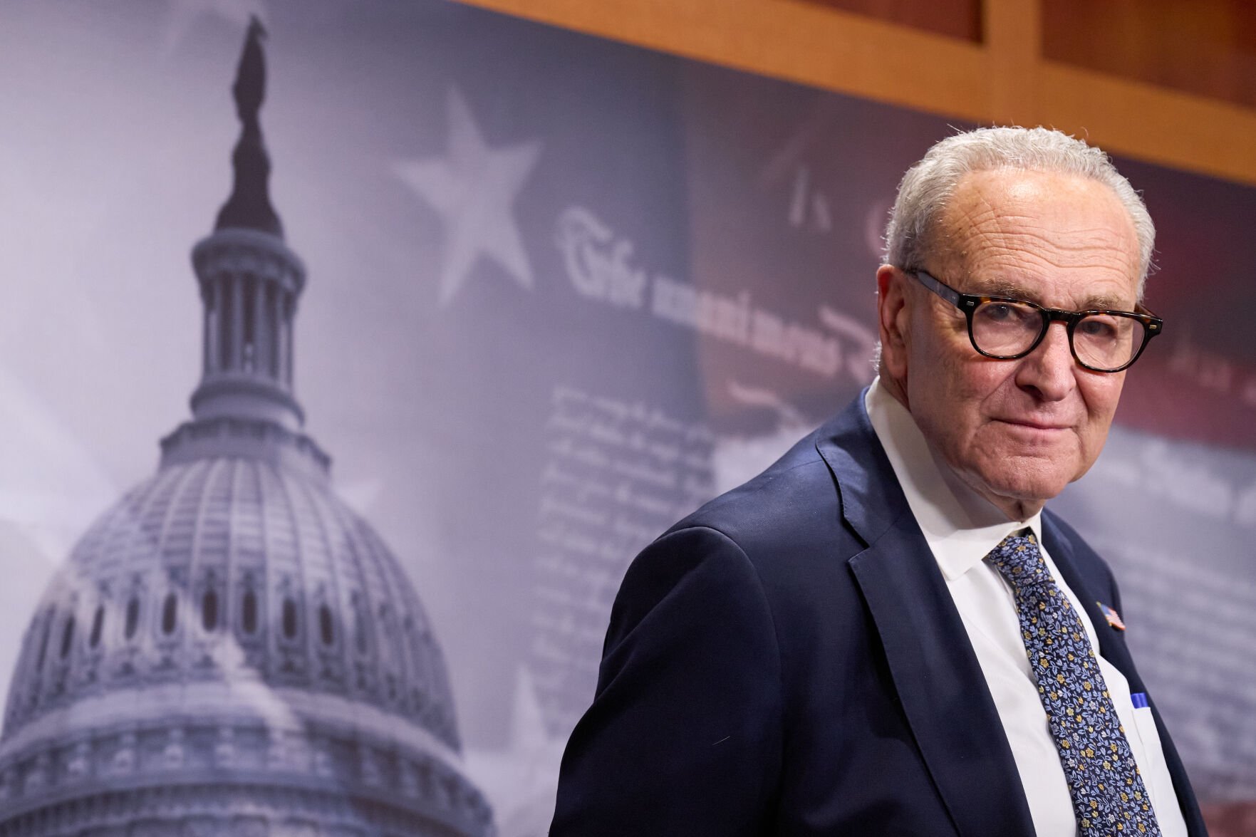 <p>Senate Minority Leader Chuck Schumer, D-N.Y., attends a news conference about the government shutdown Tuesday on Capitol Hill in Washington.</p>