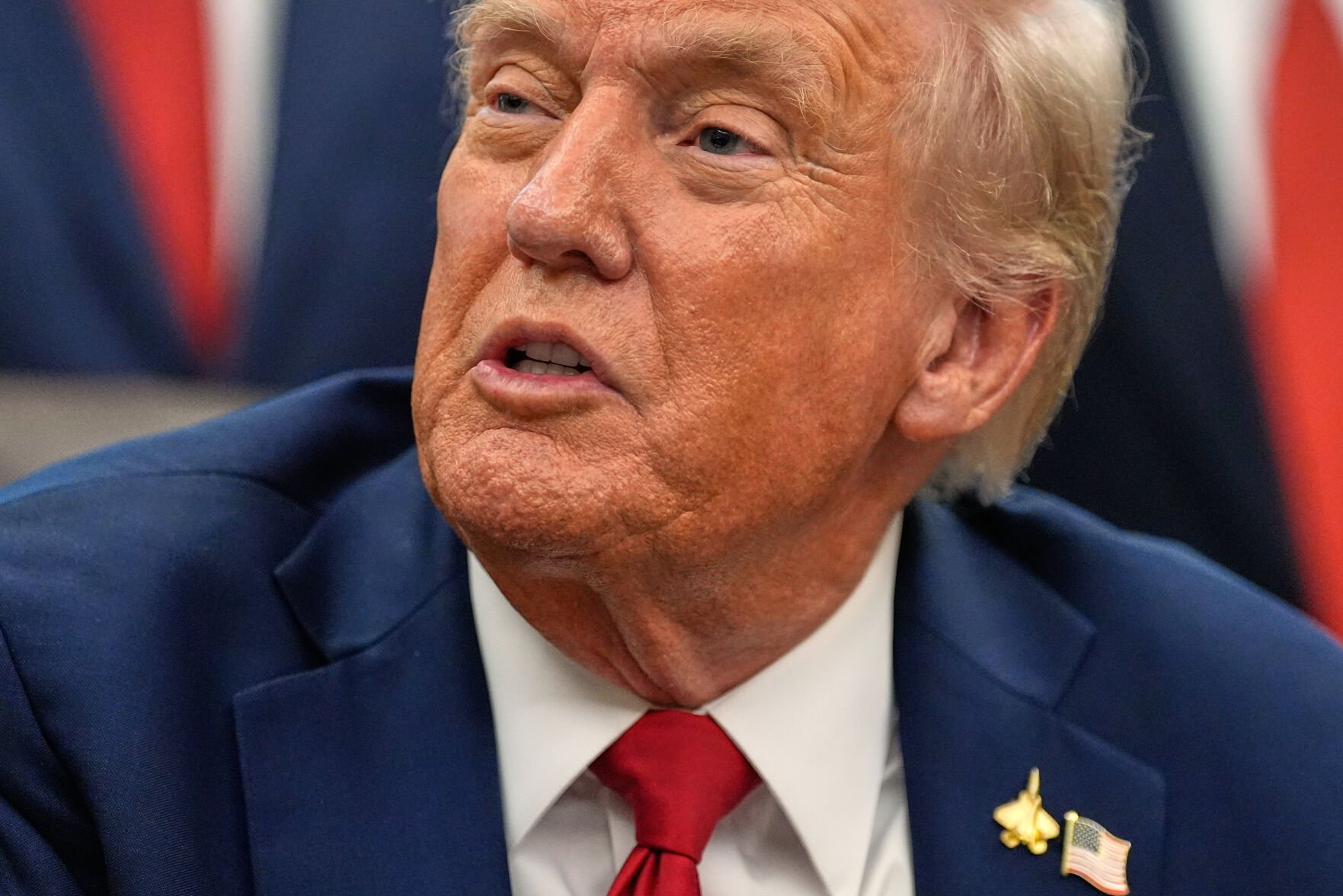 <p>President Donald Trump speaks in the Oval Office of the White House before signing an executive order regarding childhood cancer and the use of AI on Tuesday in Washington.</p>