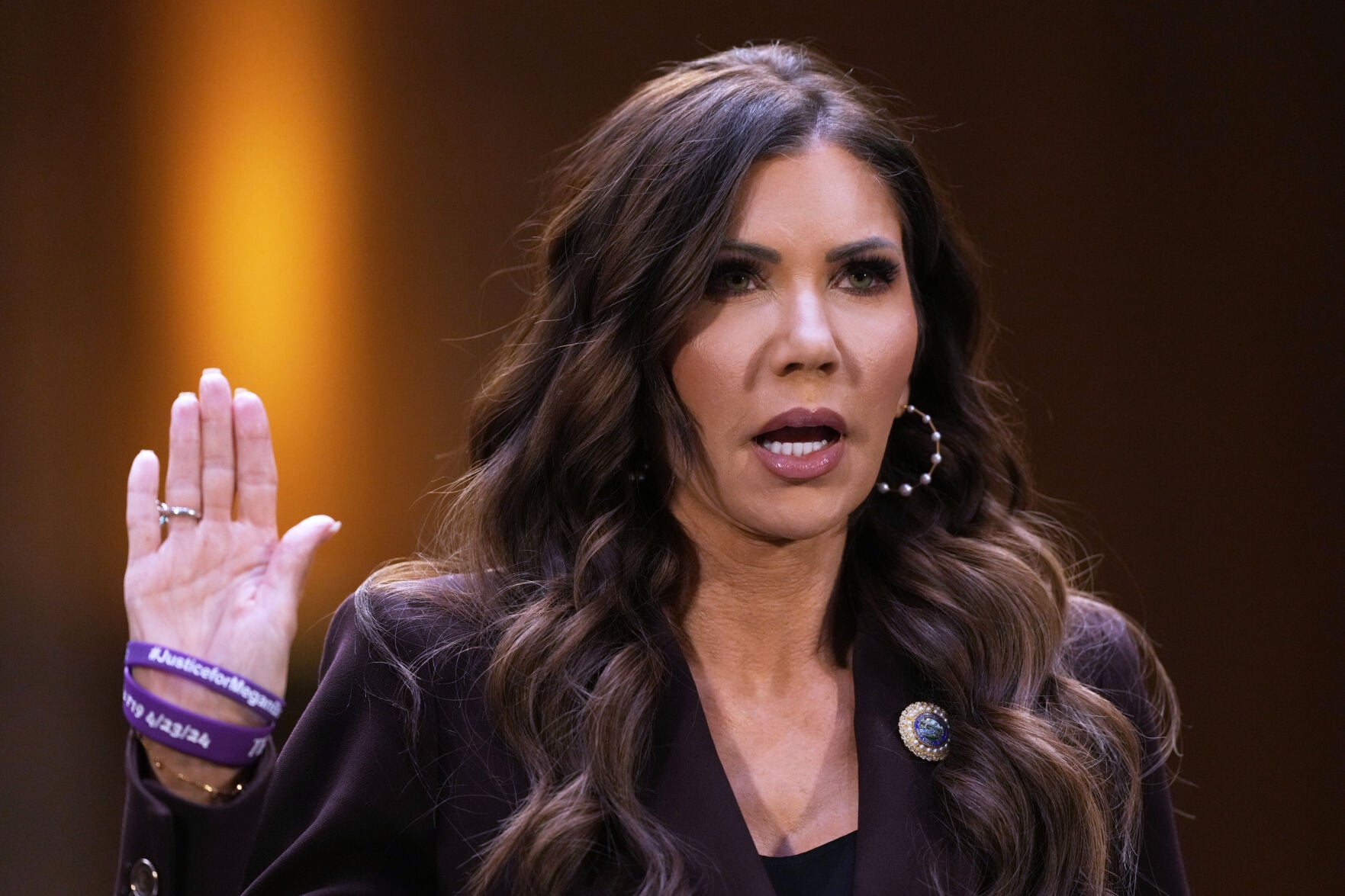 <p>Homeland Security Secretary Kristi Noem is sworn in before appearing for an oversight hearing before the Senate Judiciary Committee, at the Capitol in Washington, Tuesday, March 3, 2026. (AP Photo/J. Scott Applewhite)</p>