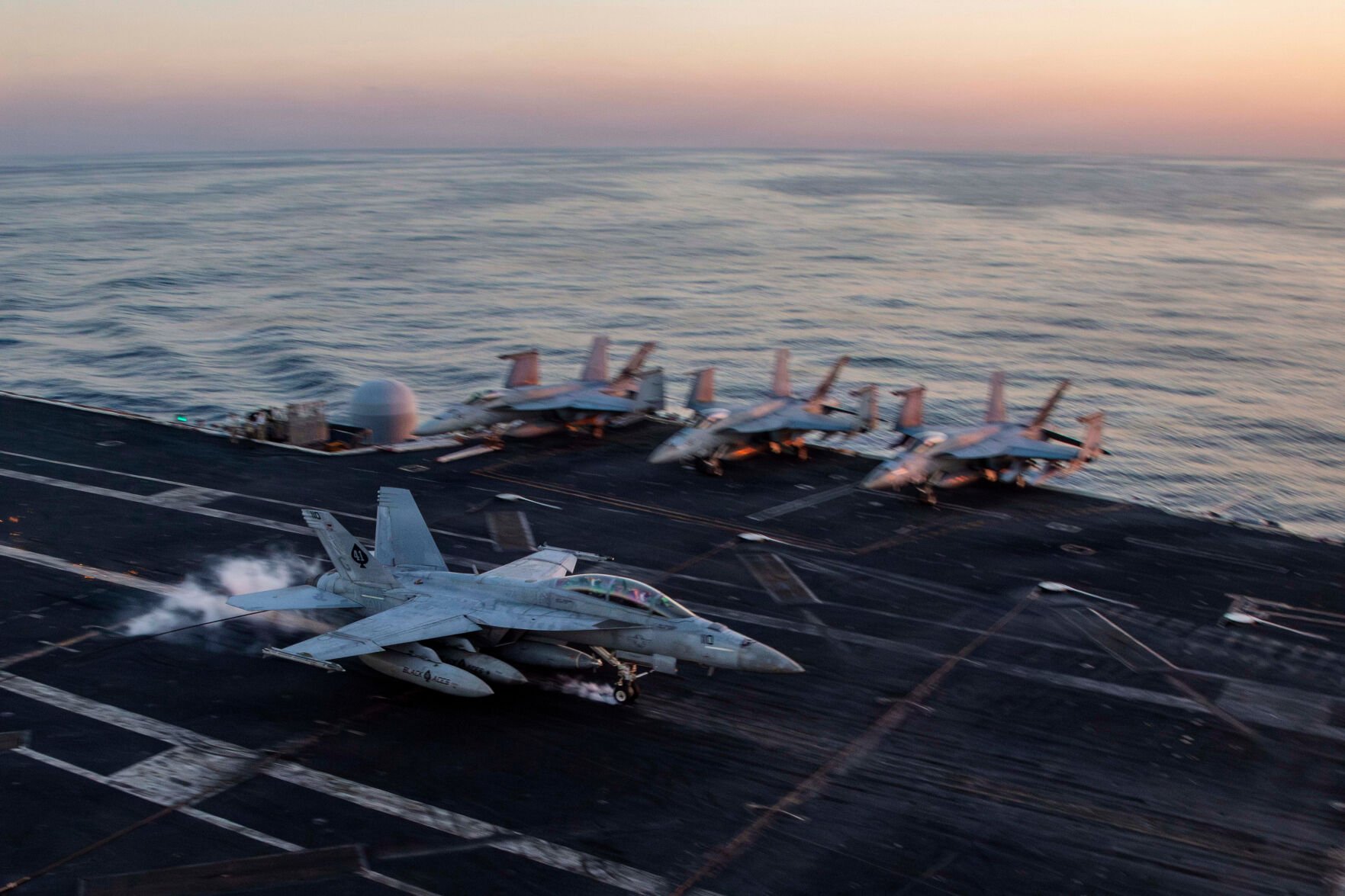 <p>This image provided by U.S. Central Command shows a F/A-18F Super Hornet preparing to make an arrested landing on the USS Abraham Lincoln (CVN 72)) in support of Operation Epic Fury, on Feb. 28.</p>