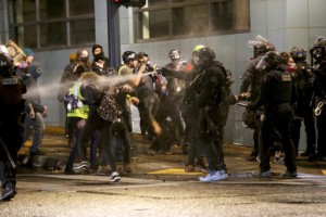 Portland Protesters Set Fire At Police Building, 14 Arrested