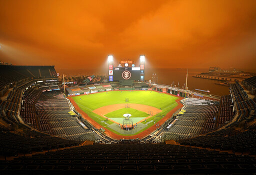 Smoke From Nearby Wildfires Creates Eerie Baseball Scene