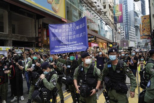 Hong Kong Police Patrol Against Protests On China Holiday