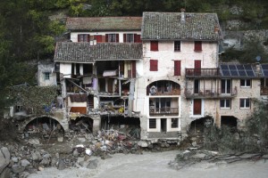 Macron Visits Flood Ravaged Mountains Above French Riviera
