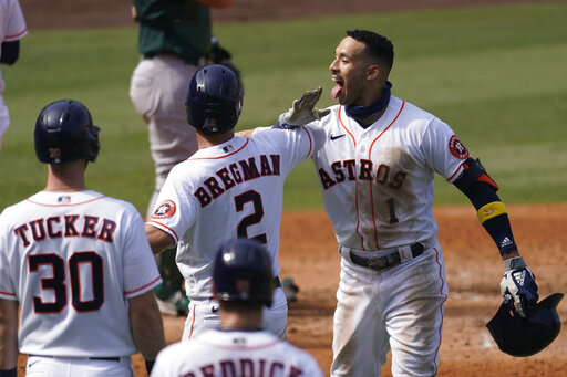 Correa Powers Astros Past A’s 11 6 To Clinch Alds