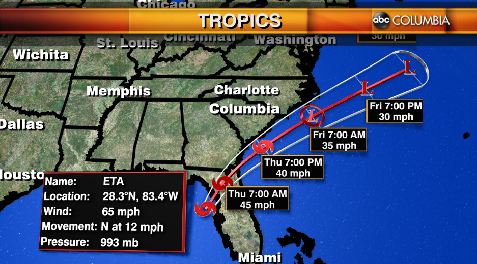Tropical Storm Eta Along Our Coast