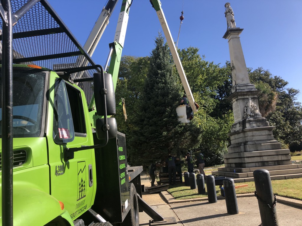 State Christmas Tree Arrives At The State House Monday Morning