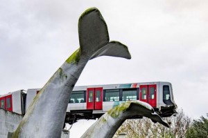 Whale Of A Ride: Crashed Subway Train Lands On Giant Sea Creature Sculpture