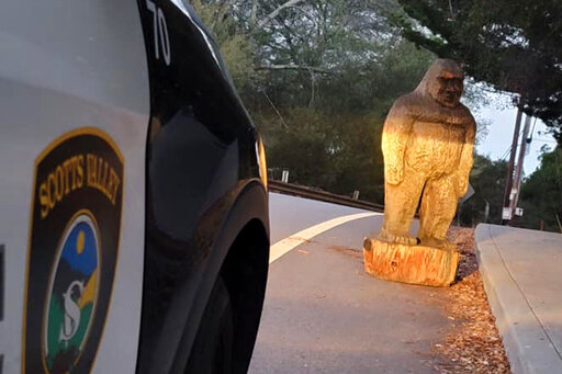 Stolen Bigfoot Statue Found Along Road In Santa Cruz County