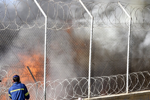 Fire Burns Tents, Structures In Greek Refugee Camp