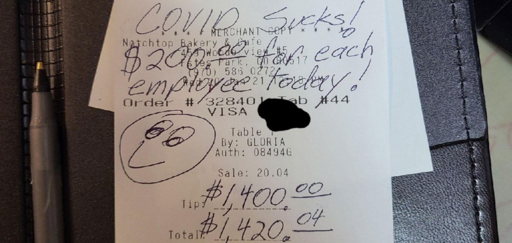 Colorado Eatery Patron Leaves $1,400 Tip, ‘covid Sucks!’ Note