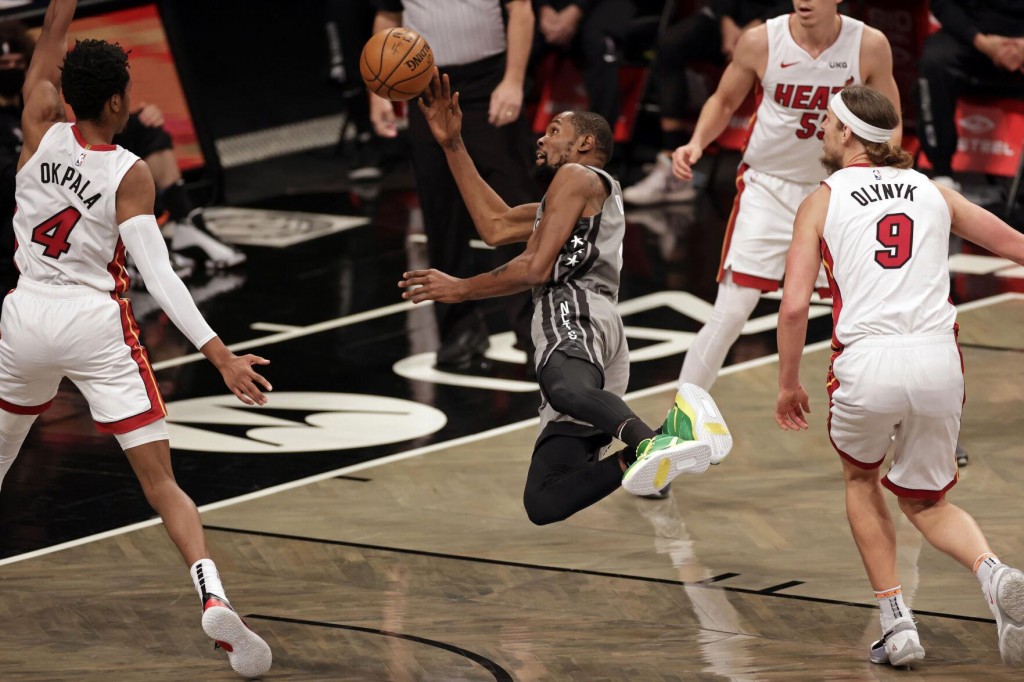 Harden, Durant Help Nets Break Away Late, Beat Heat 98 85