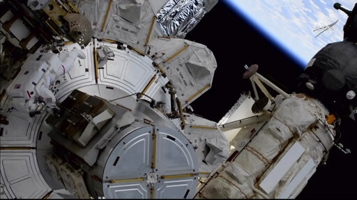 Spacewalking Astronauts Tackle More Solar Panel Advance Work